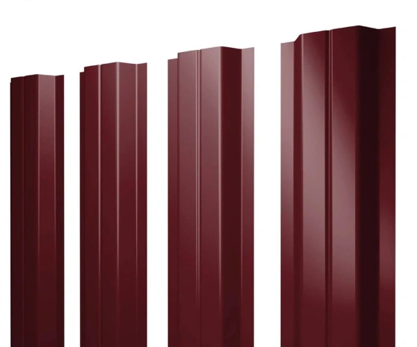 Евроштакетник двусторонний П-образный 0,45x110 мм вишневый RAL 3005 1м