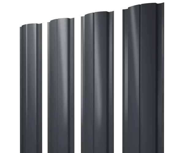 Евроштакетник Полукруглый 0,5x110 мм серый RAL 7024 1м