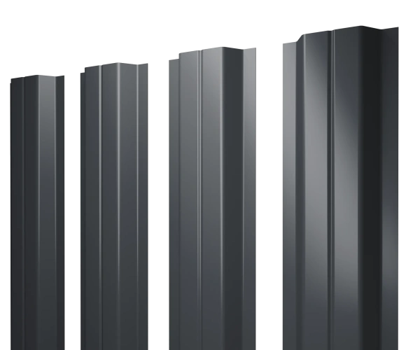 Евроштакетник двусторонний П-образный 0,45x110 мм серый RAL 7024 1м